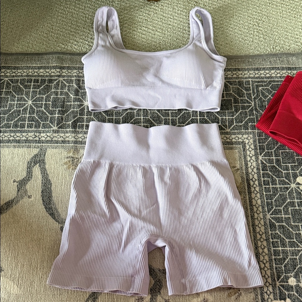 Women's Ribbed Lilac workout Set